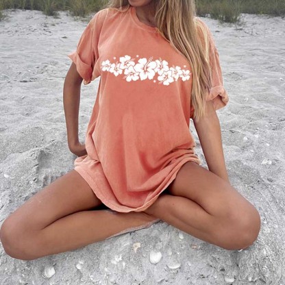 Hibiscus Flower Summer T-Shirt-carlalin