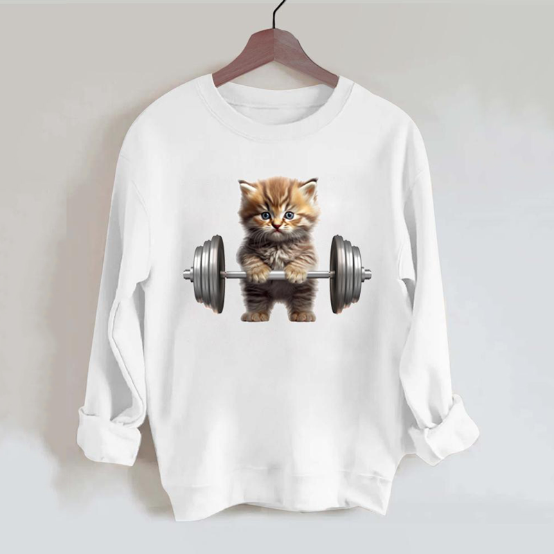 Weightlifting Cat Vintage Gym Sweatshirt-carlalin