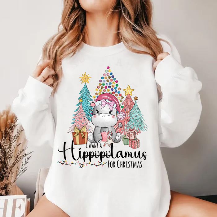 Christmas Hippo Sweatshirt-carlalin