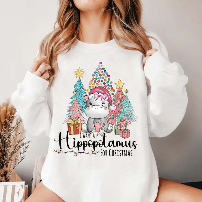 Christmas Hippo Sweatshirt-carlalin