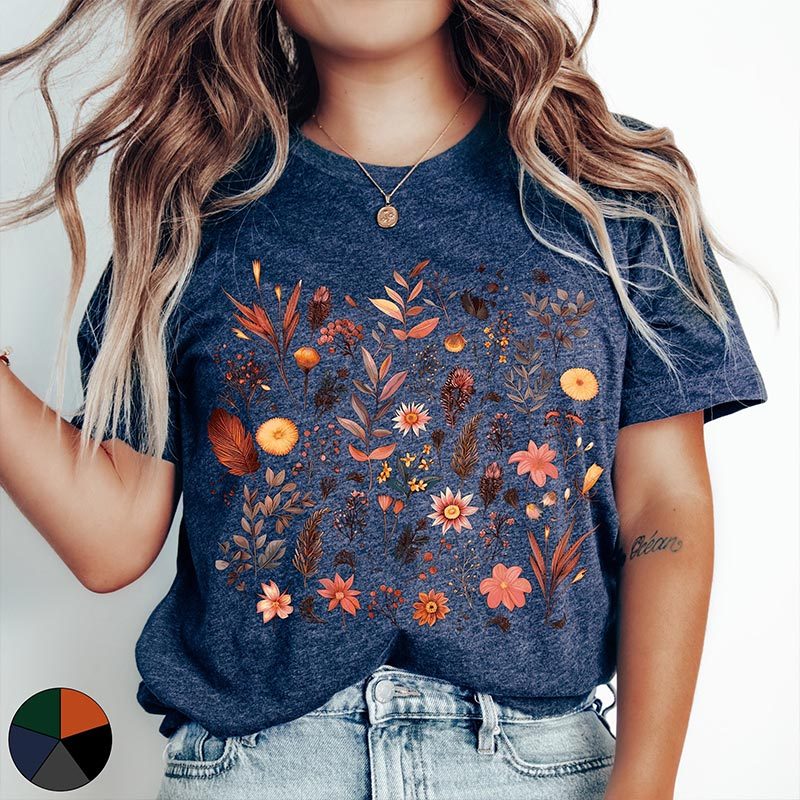 Autumnal Wildflowers Lover T-Shirt-carlalin