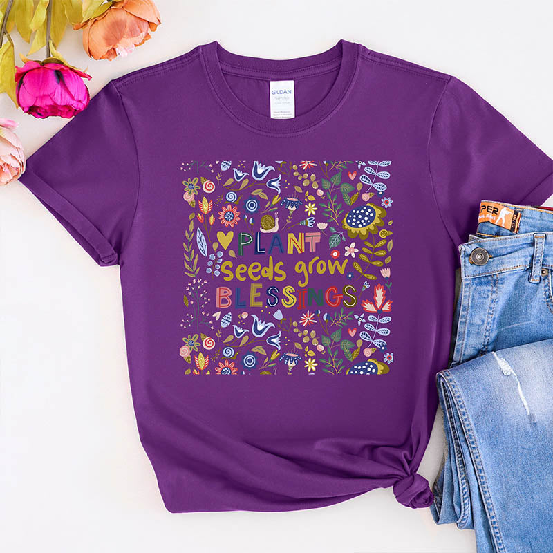 Plant Seeds Grow Floral T-Shirt-carlalin