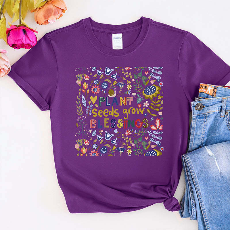 Plant Seeds Grow Floral T-Shirt-carlalin