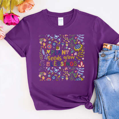 Plant Seeds Grow Floral T-Shirt-carlalin
