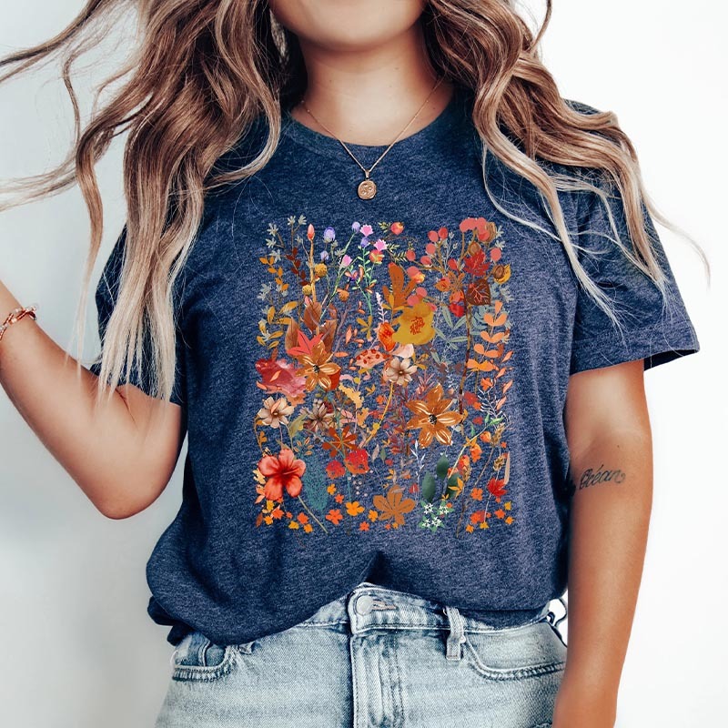 Floral Flowers Botanical T-Shirt-carlalin