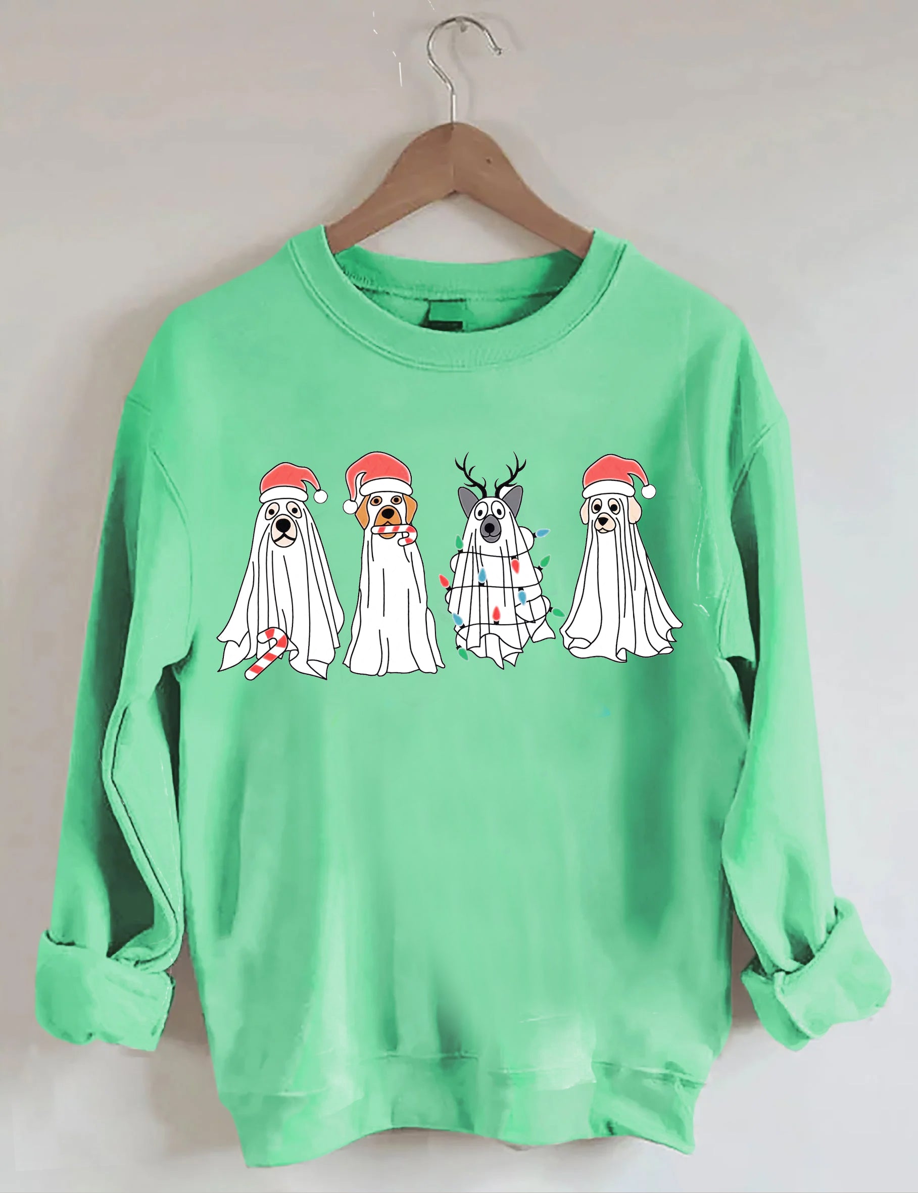 Christmas Ghost Dog Santa Hat Sweatshirt-carlalin