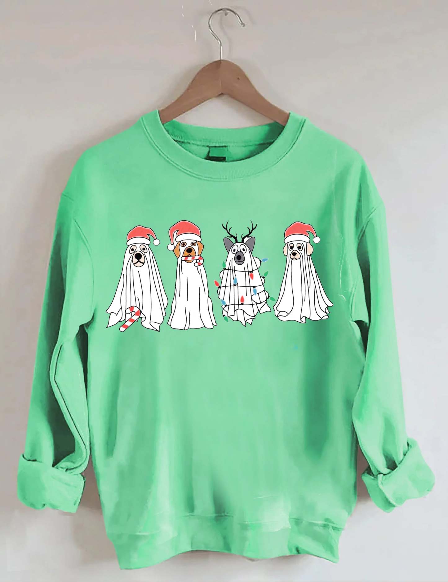 Christmas Ghost Dog Santa Hat Sweatshirt-carlalin