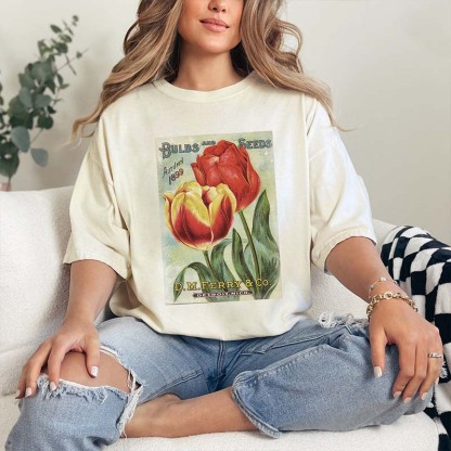 Vintage Seed Packet Flower T-Shirt-carlalin