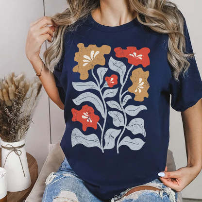 Boho Flowers Art Nouveau T-Shirt-carlalin