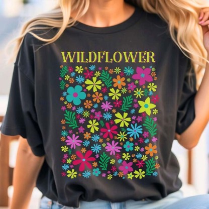 Bright Pastel Flowers Boho T-Shirt-carlalin