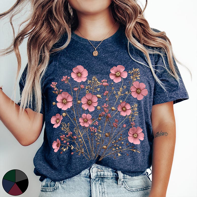 Soft Pink Wildflowers T-Shirt-carlalin