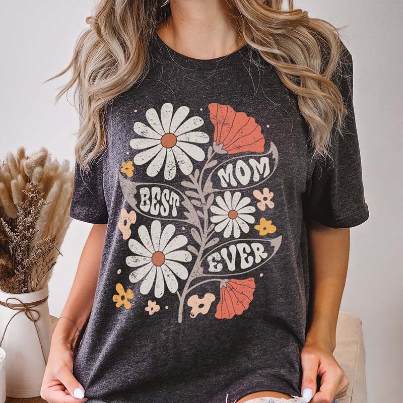 Boho Floral Best Mom Ever T-Shirt-carlalin
