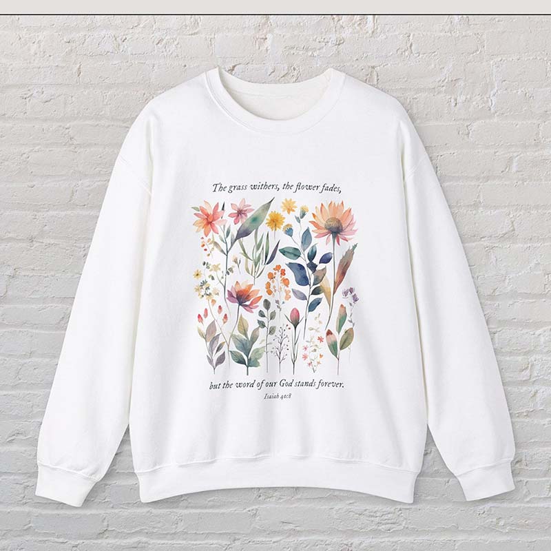 Bible Verse Watercolor Flowers Scripture Sweatshirt-carlalin