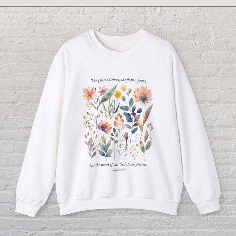 Bible Verse Watercolor Flowers Scripture Sweatshirt-carlalin
