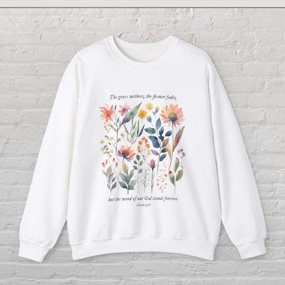 Bible Verse Watercolor Flowers Scripture Sweatshirt-carlalin