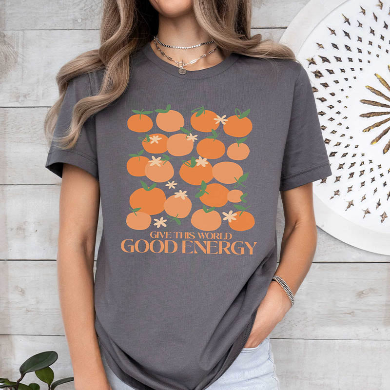 Positive Vibes Orange Inspirational T-Shirt-carlalin