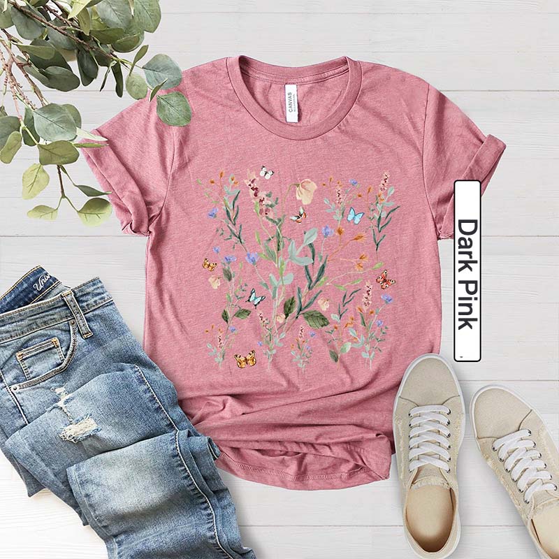 Pressed Flowers Wild Nature Plant Lover T-shirt-carlalin