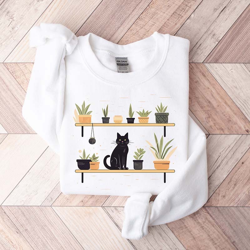 Cats and Plants Succulent Sweatshirt-carlalin