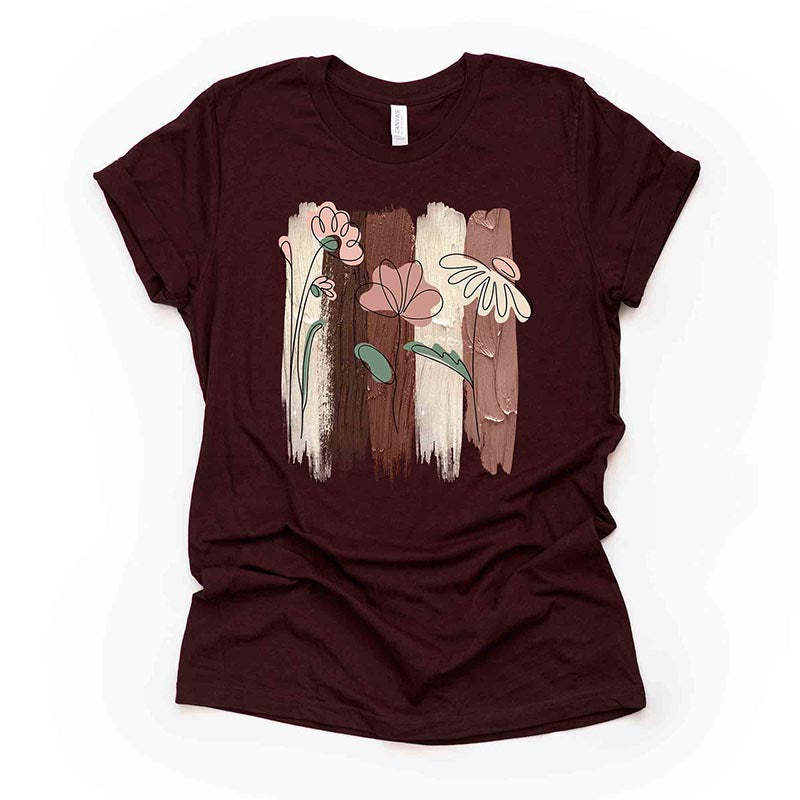 Simplistic Flowers Brushstrokes T-Shirt-carlalin