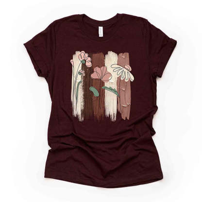 Simplistic Flowers Brushstrokes T-Shirt-carlalin