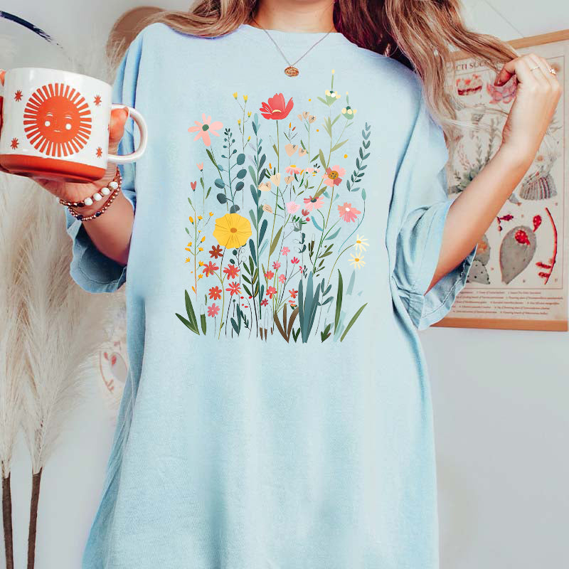 Colorful Wildflower Bouquet T-Shirt-carlalin