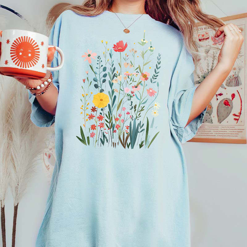 Colorful Wildflower Bouquet T-Shirt-carlalin