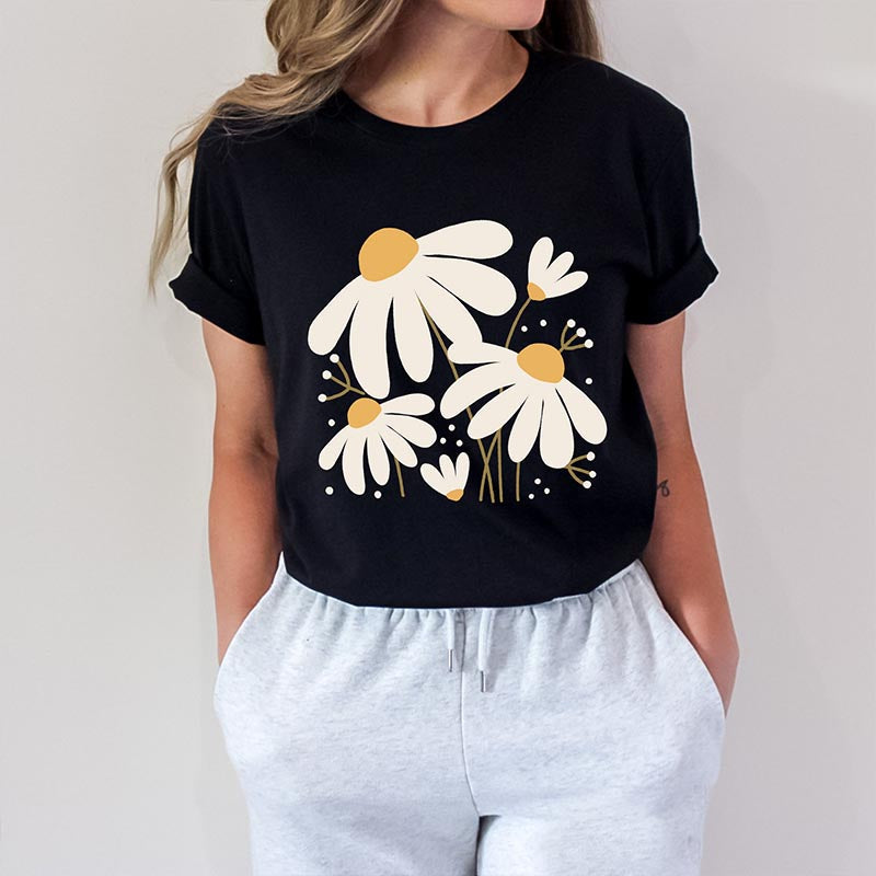 Daisy Blooming Flowers Summer T-Shirt-carlalin