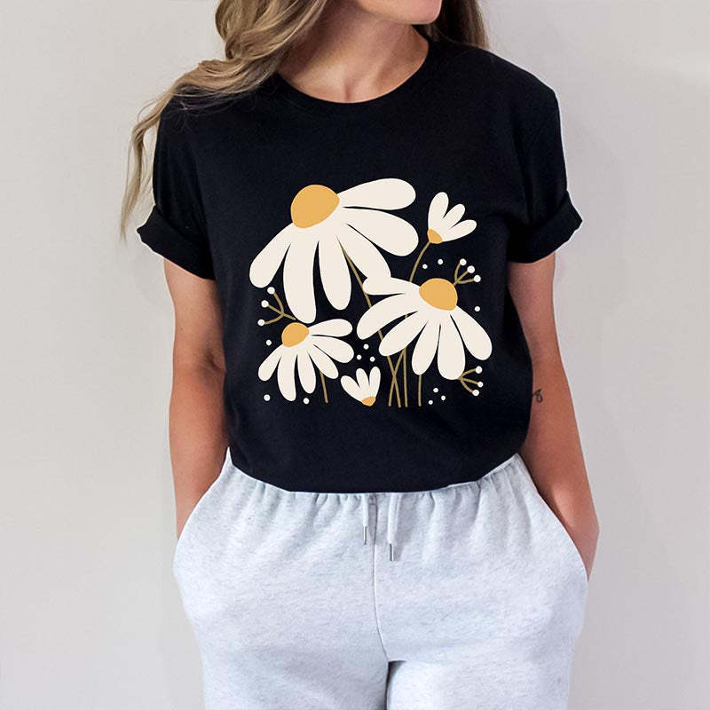 Daisy Blooming Flowers Summer T-Shirt-carlalin