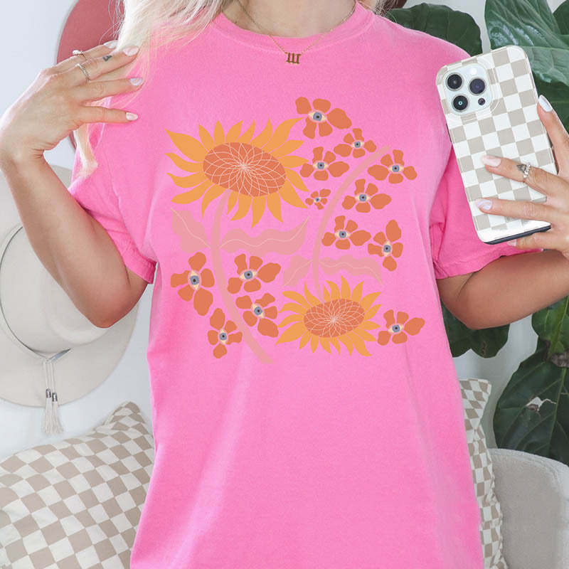 Sunflower Hippie Boho Art T-Shirt-carlalin