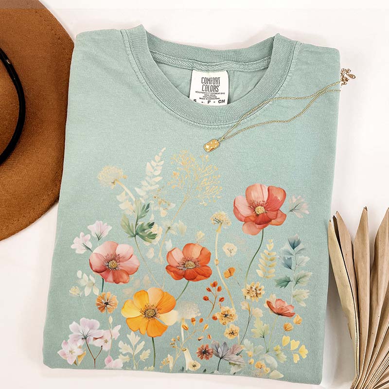 Aesthetic Colorful Wild Flower T-Shirt-carlalin