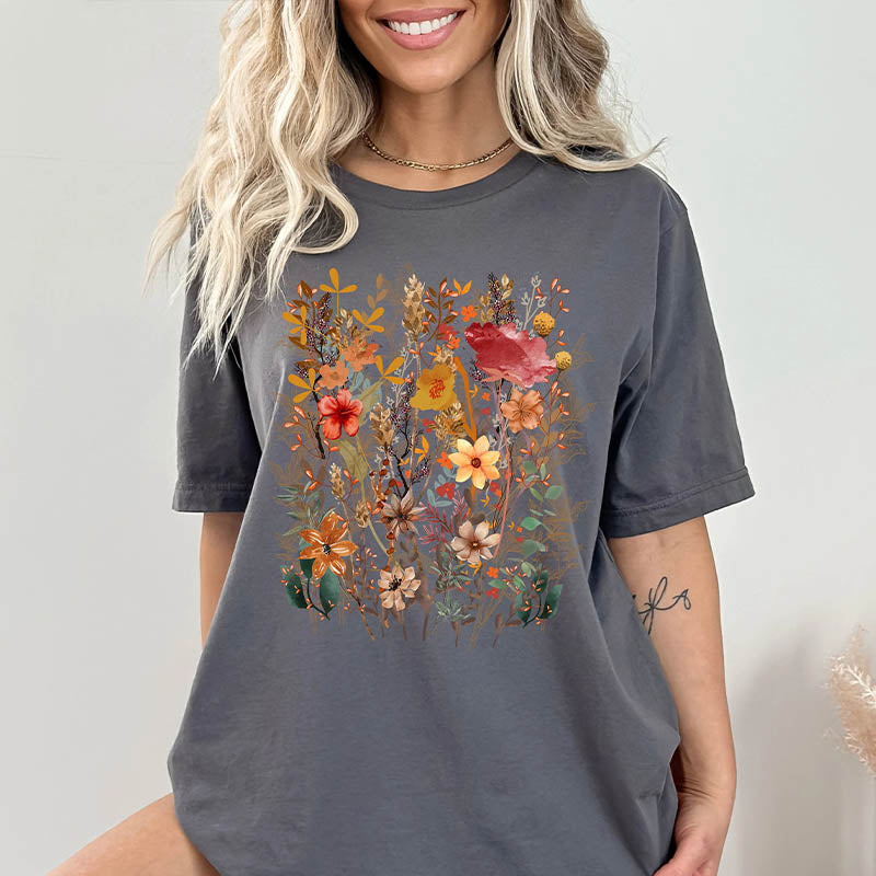 Fairycore Botanical Flowers T-Shirt-carlalin