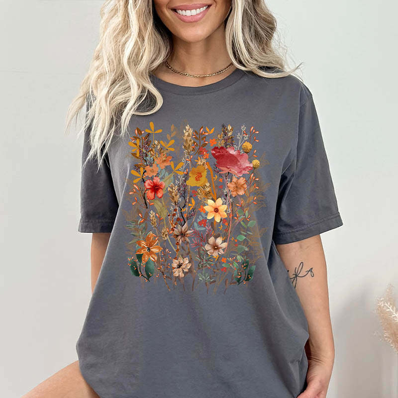 Fairycore Botanical Flowers T-Shirt-carlalin