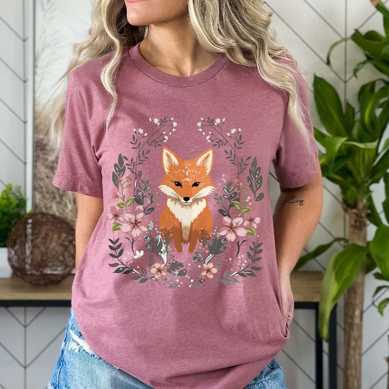 Cozy Cute Fox Wildlife Animal T-Shirt-carlalin