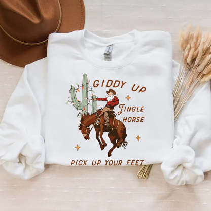 Giddy Up Jingle Horse Sweatshirt-carlalin