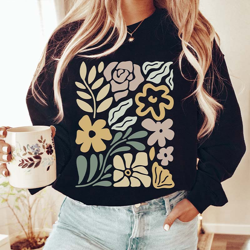 Retro Wavy Flowers Sweatshirt-carlalin