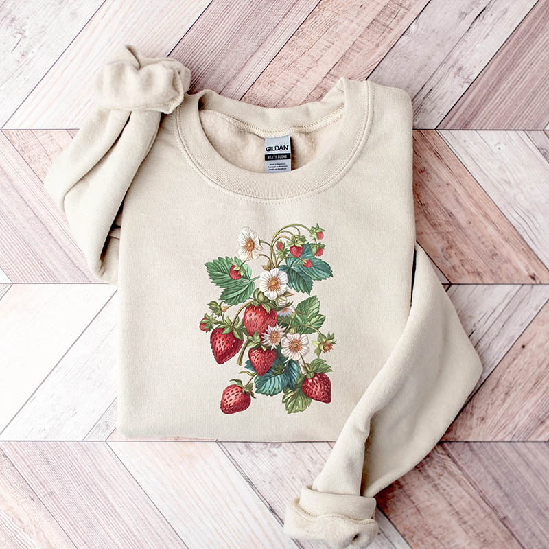 Floral Strawberry Gardener Sweatshirt-carlalin
