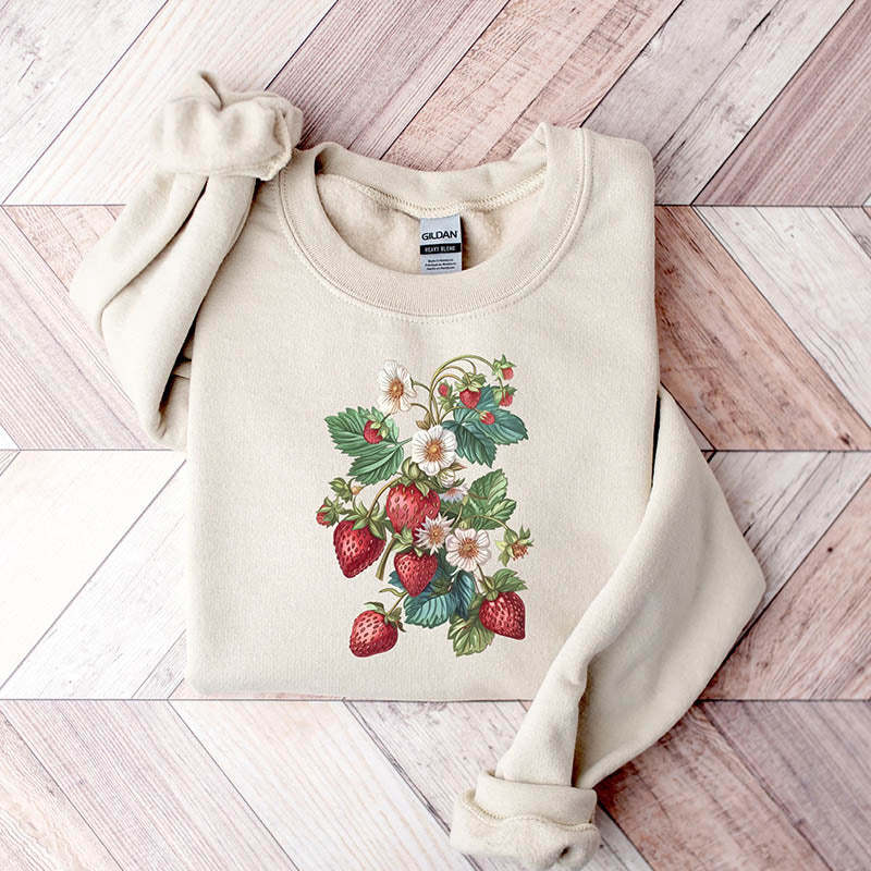 Floral Strawberry Gardener Sweatshirt-carlalin