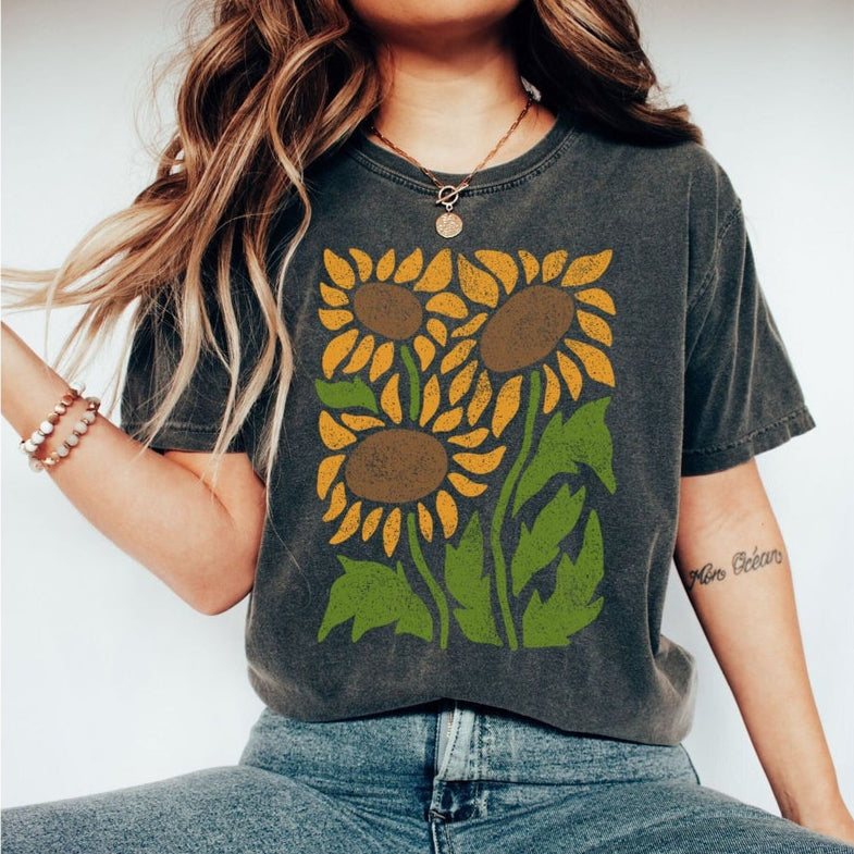 Sunflowers Tshirt Boho Floral Shirt-carlalin