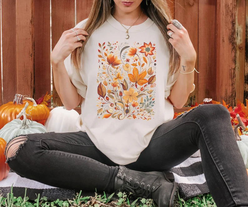 Rustic Watercolor Floral Nature Botanical shirt-carlalin