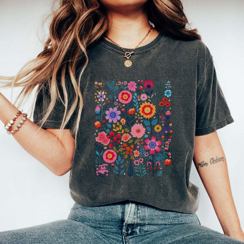 Valentine Floral Sweatshirt Cute Wild Flower Sweater-carlalin