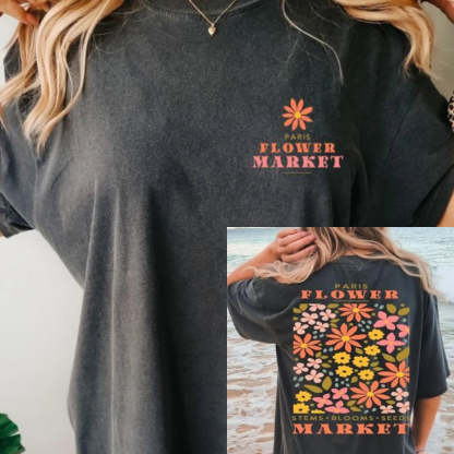 Vintage Pressed Flowers Boho Wildflowers T Shirt-carlalin