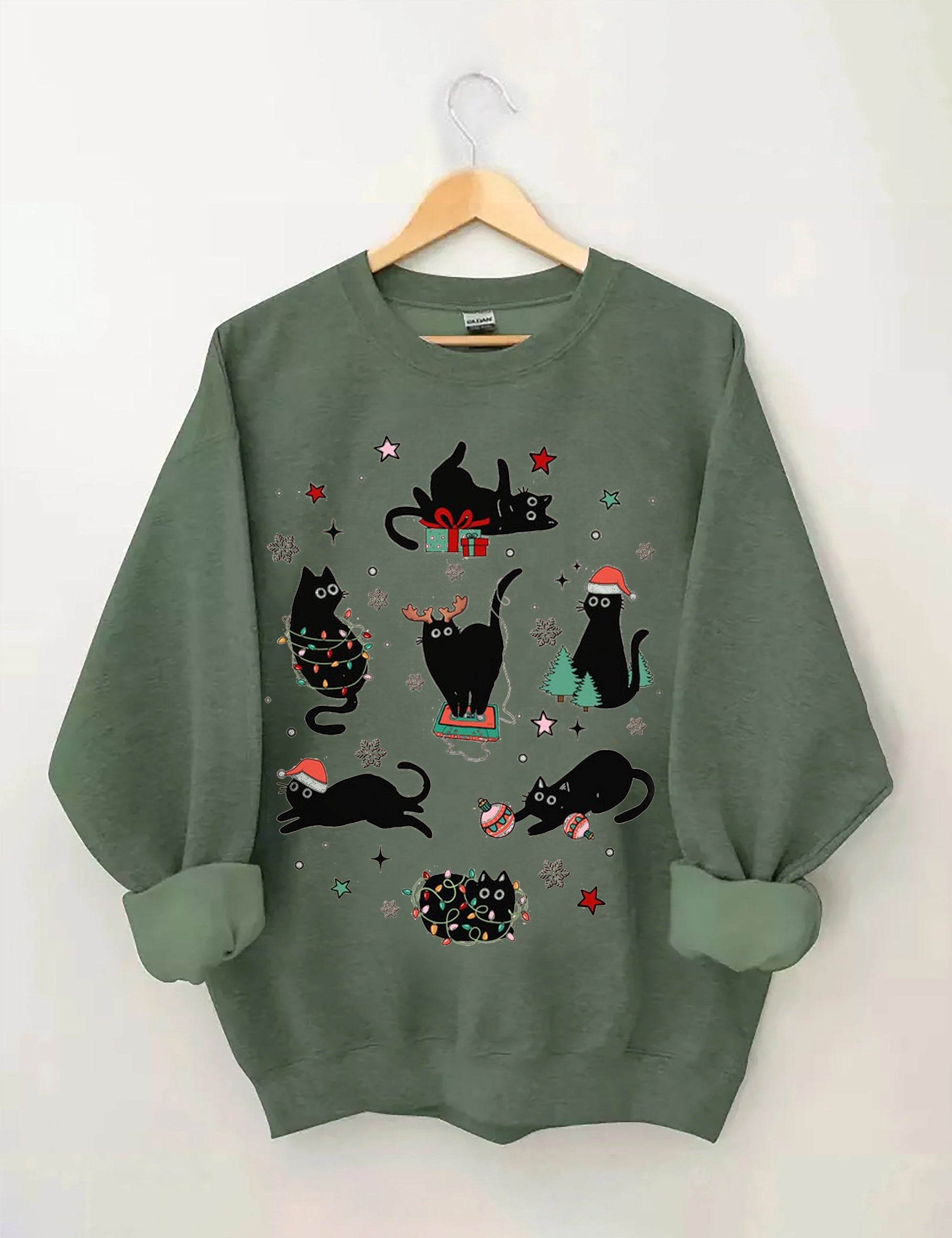 Christmas Black Cat Sweatshirt-carlalin
