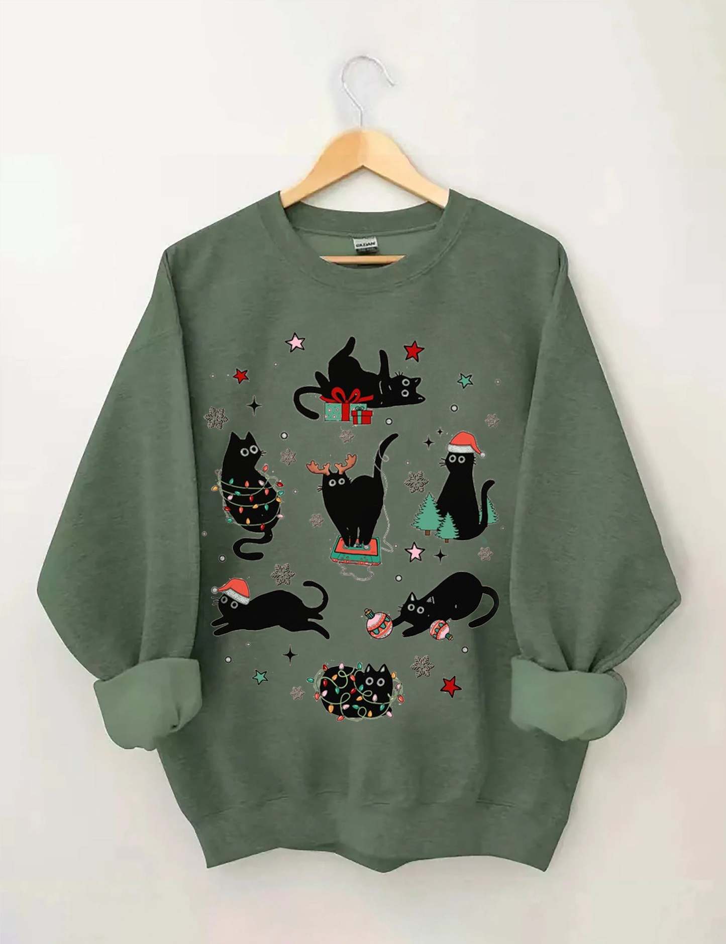 Christmas Black Cat Sweatshirt-carlalin