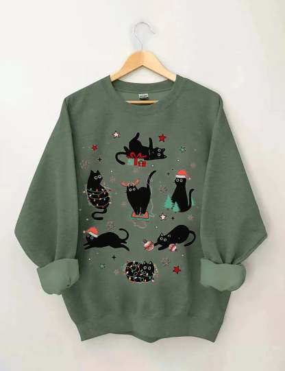 Christmas Black Cat Sweatshirt-carlalin