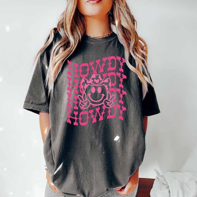 Howdy Smile Face Comfort Colors T-Shirt-carlalin