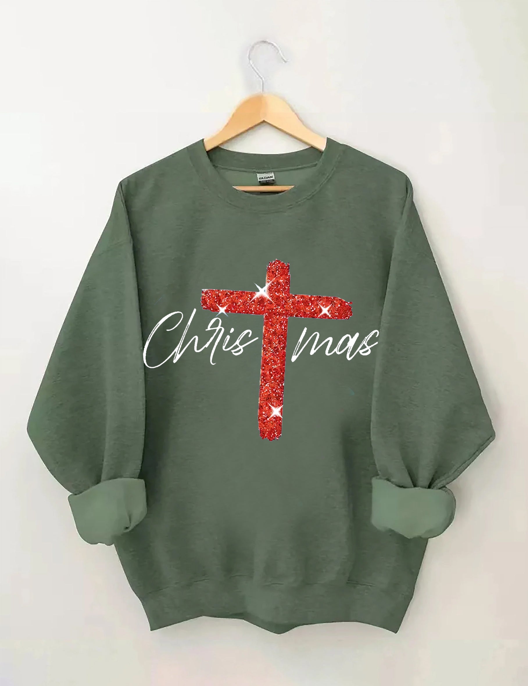 Retro Christmas Faith Cross Print Sweatshirt-carlalin