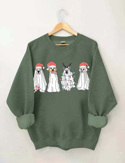 Christmas Ghost Dog Santa Hat Sweatshirt-carlalin