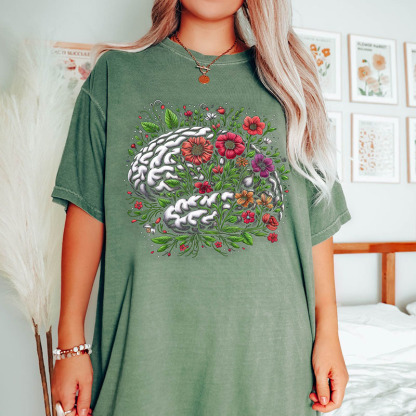 Mental Health Matters  Floral Brain T-Shirt