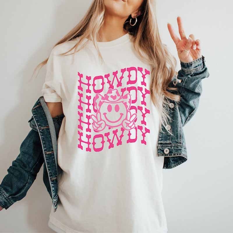 Howdy Smile Face Comfort Colors T-Shirt-carlalin