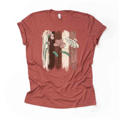 Simplistic Flowers Brushstrokes T-Shirt-carlalin